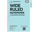 A5 size wide ruled notepaper organiser refill | Coloured paper