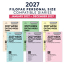 2027 Personal size Week on two pages diary organiser refill | Coloured paper