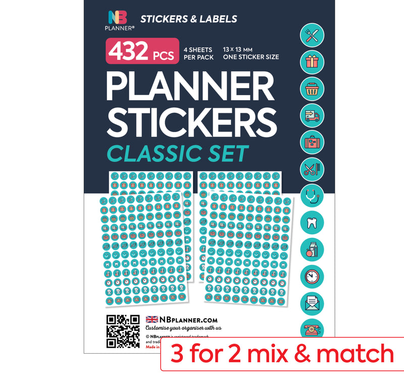 432 Classic Planner diary Stickers 4 sheets