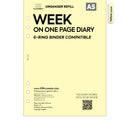 A5 size Week on one page diary organiser refill | Coloured paper