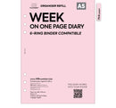 A5 size Week on one page diary organiser refill | Coloured paper