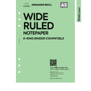 A5 size wide ruled notepaper organiser refill | Coloured paper