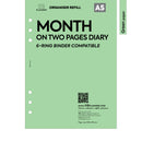 A5 size Month on two pages diary organiser refill | Coloured paper
