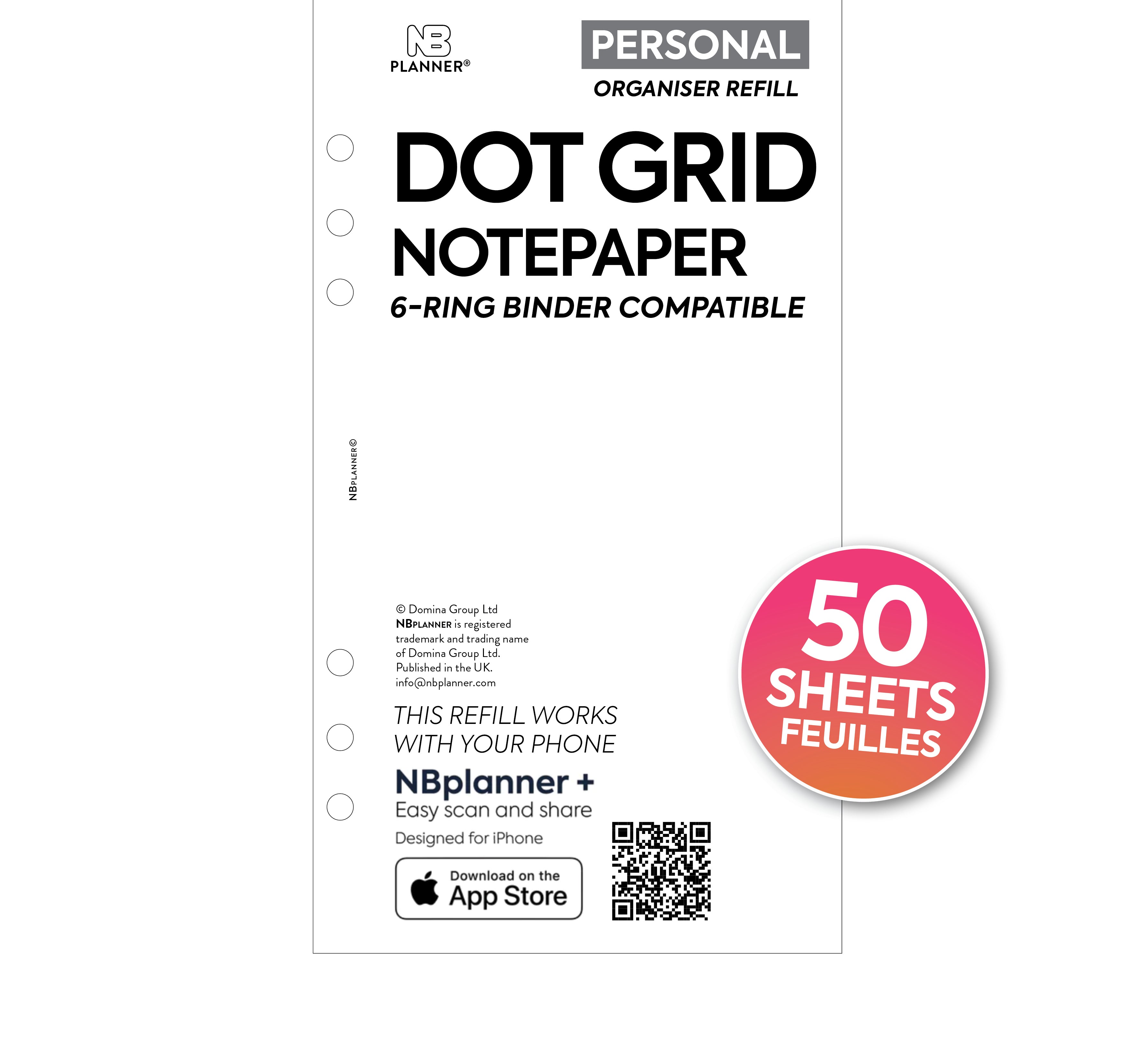 Grid or Dot Paper A5 6 Ring Binder Refills 