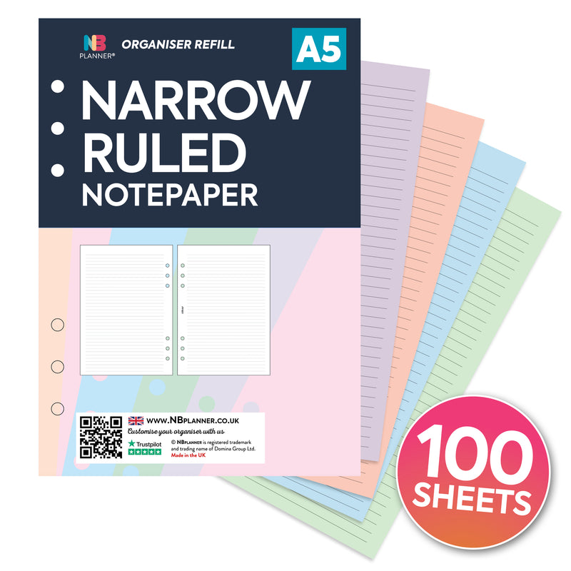 Filofax A5 compatible refill insert 100 sheets value pack