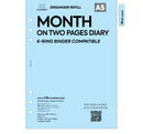A5 size Month on two pages diary organiser refill | Coloured paper