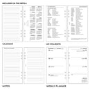 2026 Personal size Week on two pages diary organiser refill | Coloured paper