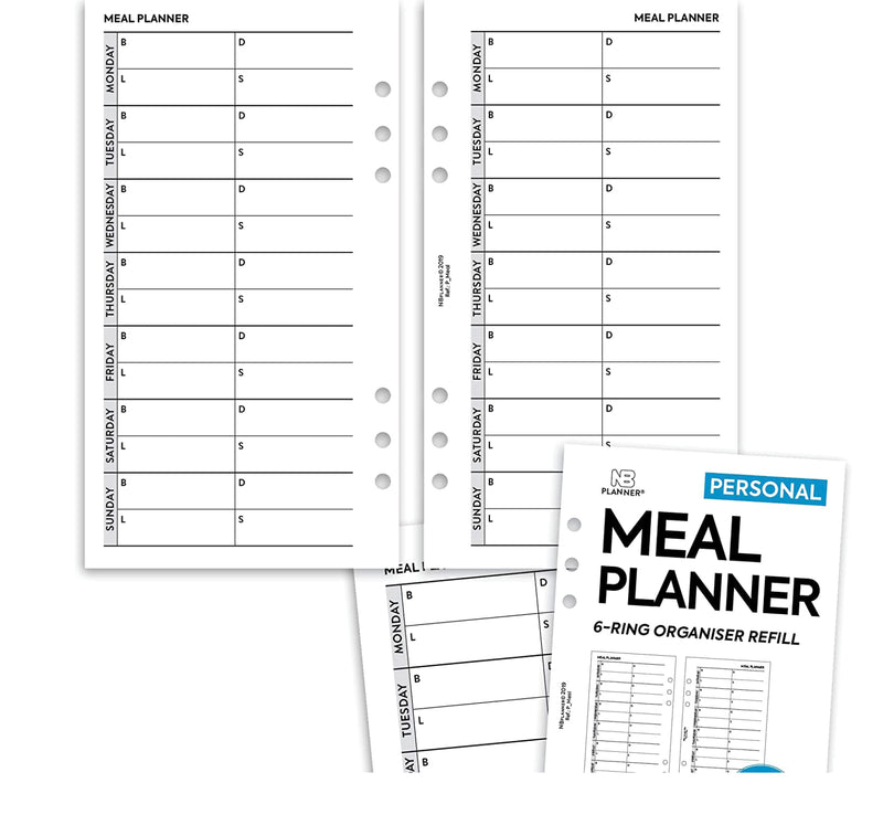 Personal size Meal planner organiser refill | Classic collection
