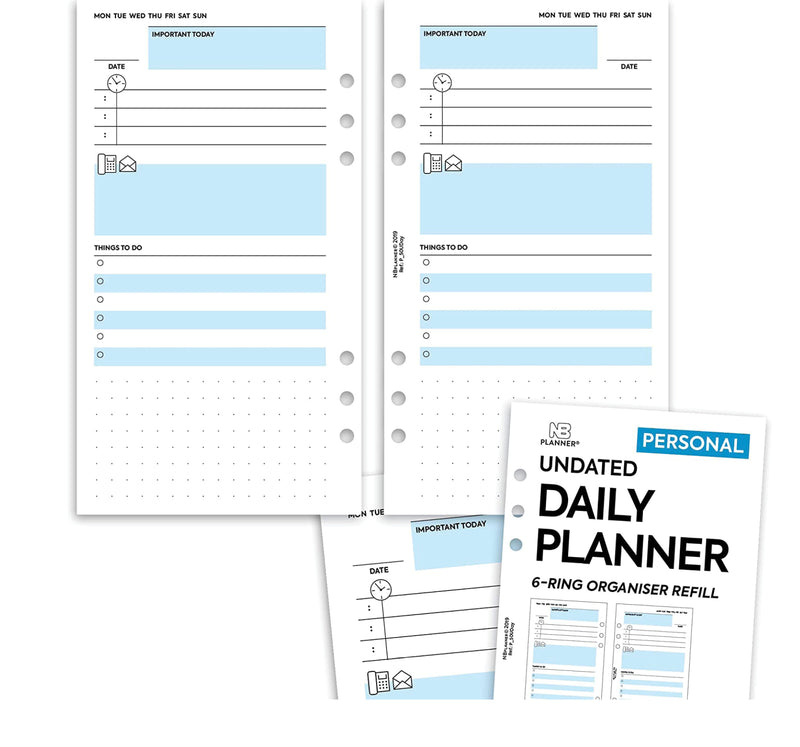 Personal size Undated daily planner organiser refill | Classic collection