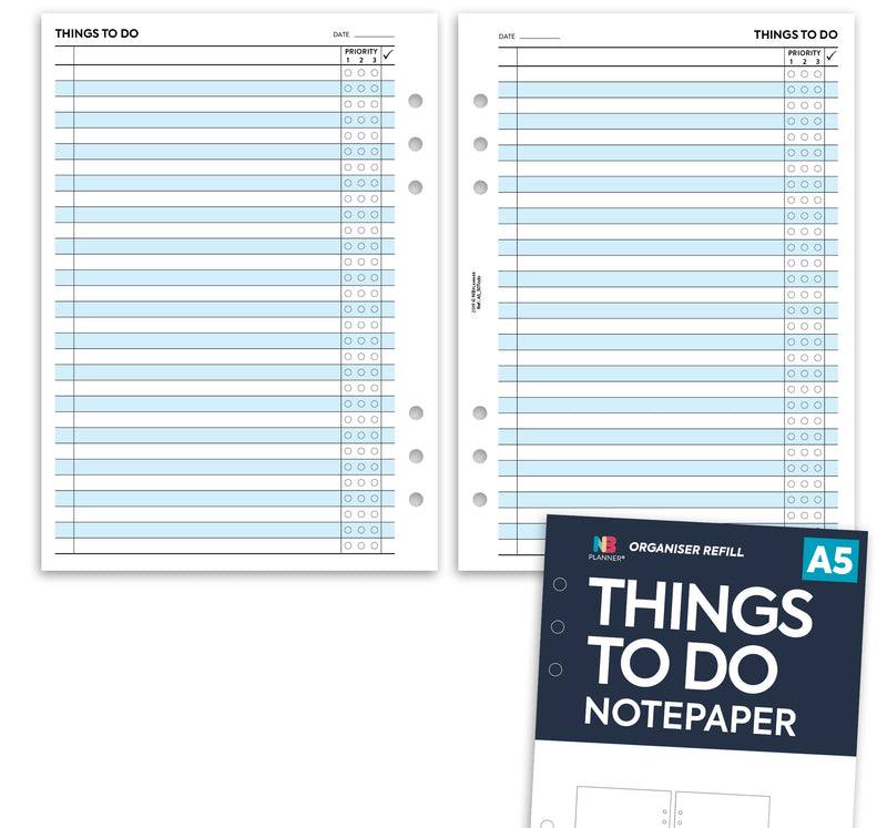 A5 size Things to do notepaper organiser refill |Classic collection