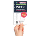 2027 Week on one page diary & lined notes organiser refill insert white | UK holidays | Filofax PERSONAL size COMPATIBLE | 95 x 171mm