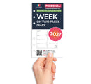 2027 Week on two pages diary organiser refill insert white | UK holidays | Filofax PERSONAL size COMPATIBLE | 95 x 171mm
