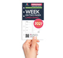 2027 Week on two pages lined diary organiser refill insert white | UK holidays | Filofax PERSONAL size COMPATIBLE | 95 x 171mm