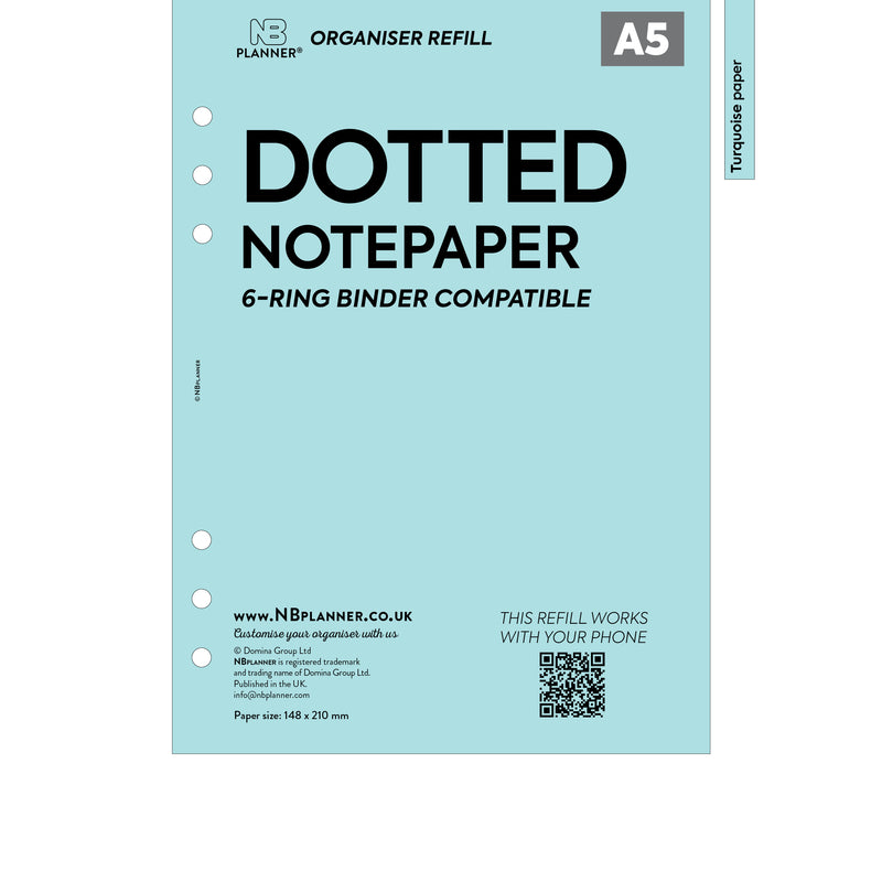 A5 size dotted bullet notepaper organiser refill | Coloured paper