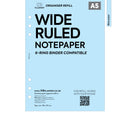 A5 size wide ruled notepaper organiser refill | Coloured paper
