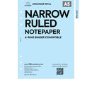 A5 size narrow ruled notepaper organiser refill | Coloured paper