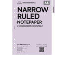 A5 size narrow ruled notepaper organiser refill | Coloured paper