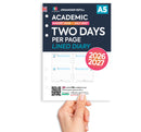 Academic 2026-2027 A5 size two days per page lined diary organiser refill insert | Filofax A5 COMPATIBLE | 148 x 210mm