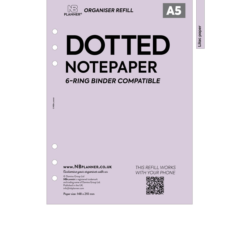 A5 size dotted bullet notepaper organiser refill | Coloured paper