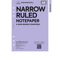 A5 size narrow ruled notepaper organiser refill | Coloured paper