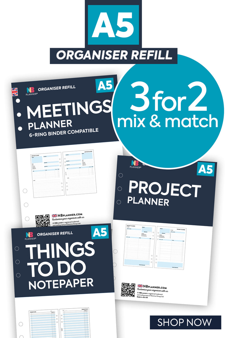 Filofax compatible printed organiser refills 3 for 2 mix & match