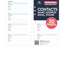 Personal size Contacts notepaper organiser refill | Classic collection