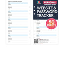 Personal size Website & password tracker organiser refill | Classic collection