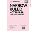 A5 size narrow ruled notepaper organiser refill | Coloured paper