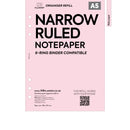A5 size narrow ruled notepaper organiser refill | Coloured paper