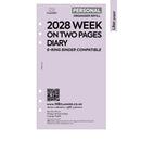 2028 Personal size Week on two pages diary organiser refill | Coloured paper