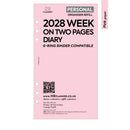 2028 Personal size Week on two pages diary organiser refill | Coloured paper