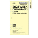 2028 Personal size Week on two pages diary organiser refill | Coloured paper