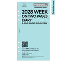 2028 Personal size Week on two pages diary organiser refill | Coloured paper