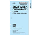 2028 Personal size Week on two pages diary organiser refill | Coloured paper