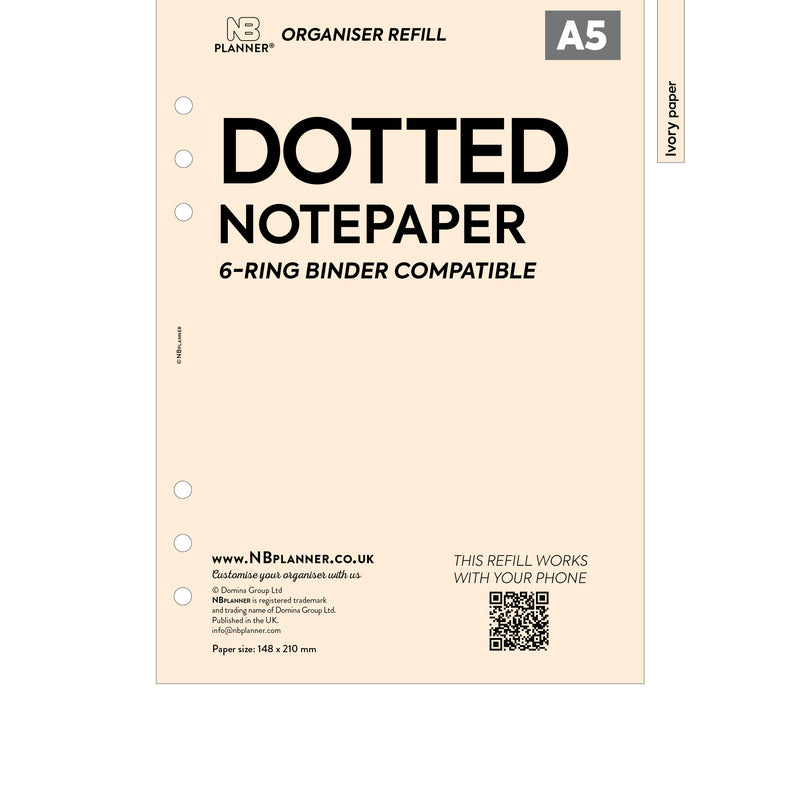 A5 size dotted bullet notepaper organiser refill | Coloured paper