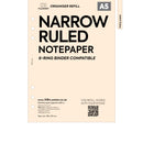 A5 size narrow ruled notepaper organiser refill | Coloured paper