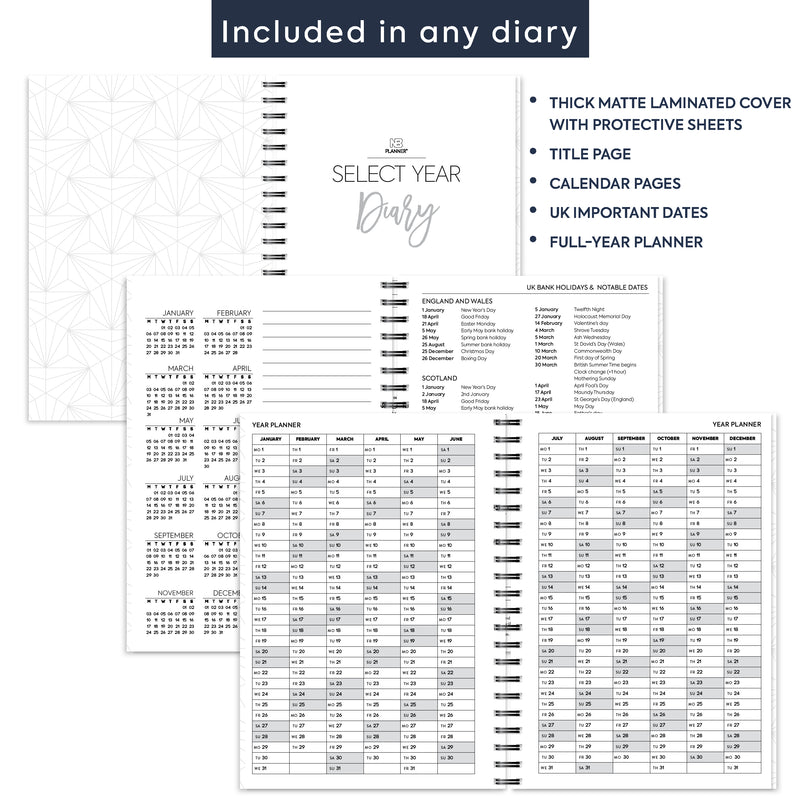 A5 Week on two pages diary & notes spiral | Monthly/Weekly