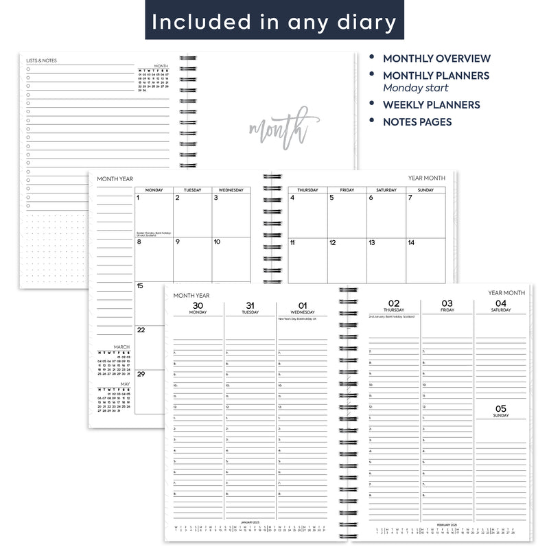 A5 Week on two pages appointments spiral diary | Monthly/Weekly
