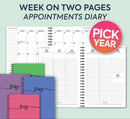 Week-to-view A5 spiral diary 2025  2026 academic Tax year appointments hourly