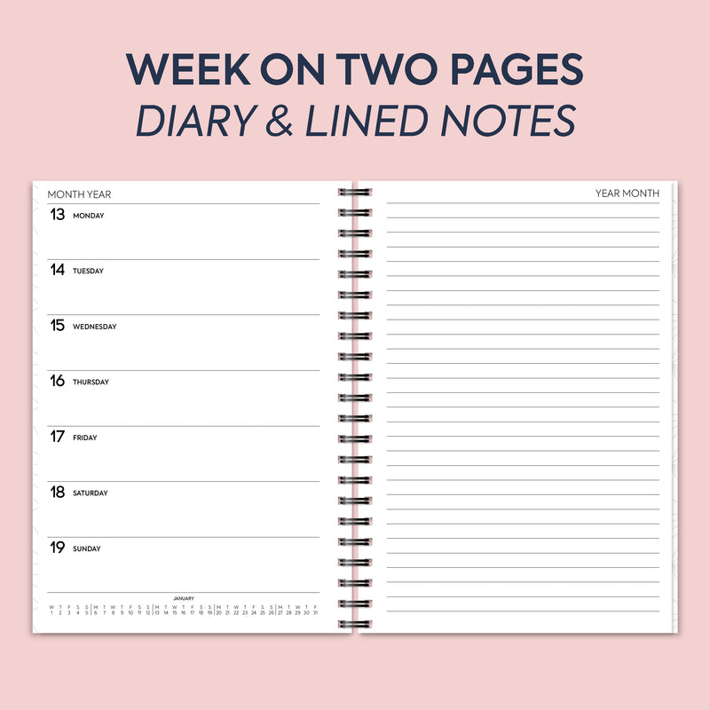 A5 Week on two pages diary & notes spiral | Monthly/Weekly