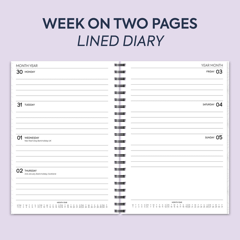 A5 Week on two pages lined spiral diary | Monthly/Weekly