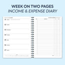 A5 Week on two pages income & expense spiral diary | Monthly/Weekly