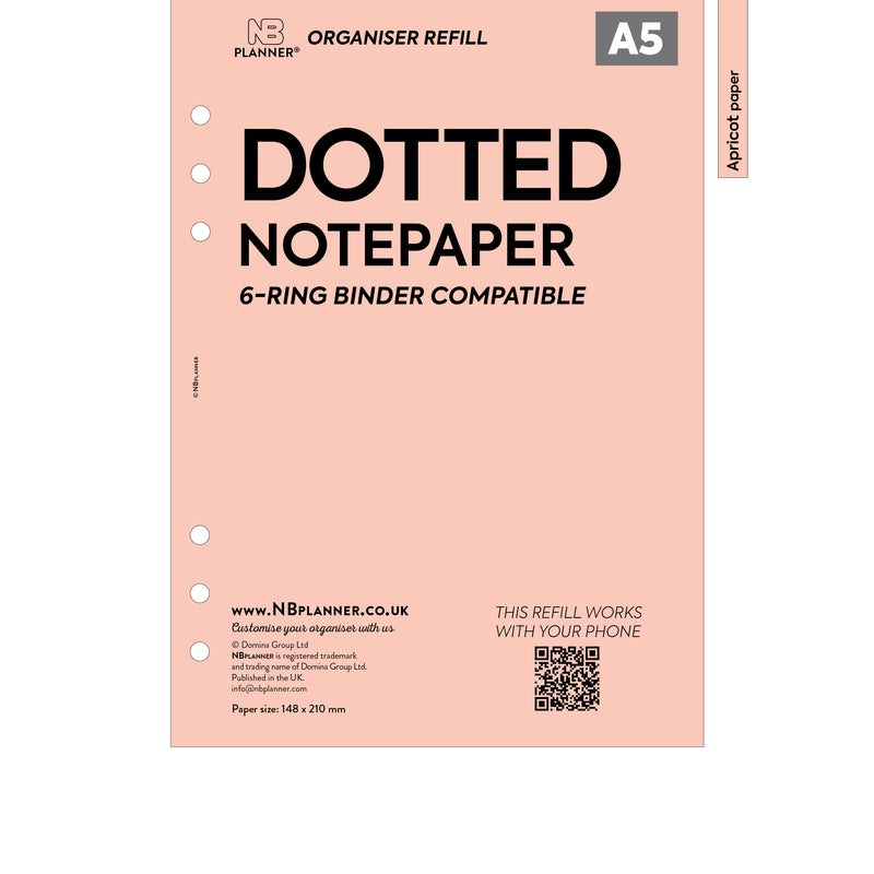 A5 size dotted bullet notepaper organiser refill | Coloured paper