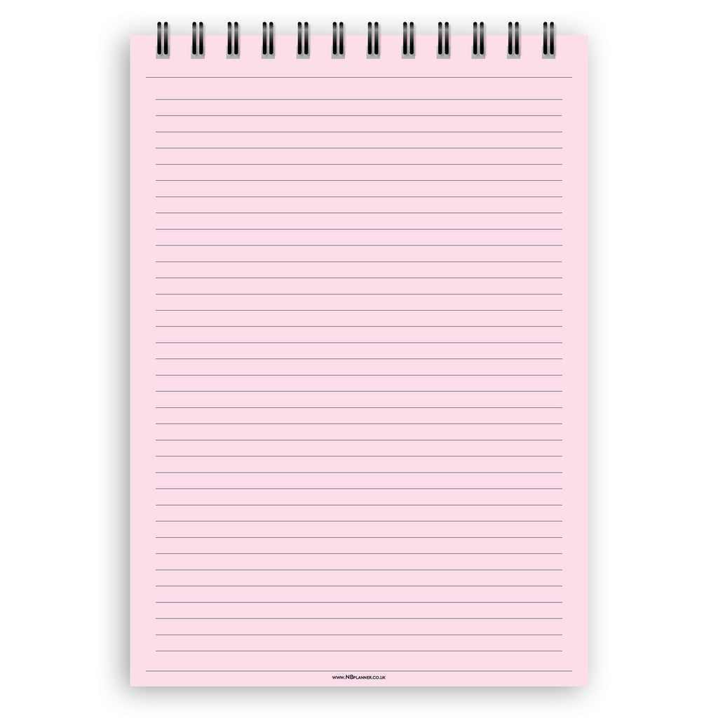 A5 narrow-ruled notepad | Spiral desk pad | Coloured and white paper
