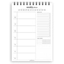 A5 weekly planner notepad | Spiral desk pad | Coloured and white paper