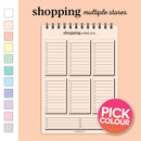 A5 multiple stores shopping list notepad | Spiral desk pad | Coloured and white paper