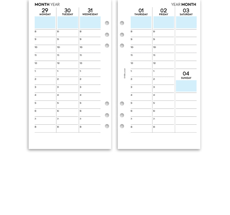 Personal size Week on two pages appointment diary column format | Monthly/Weekly | Classic collection