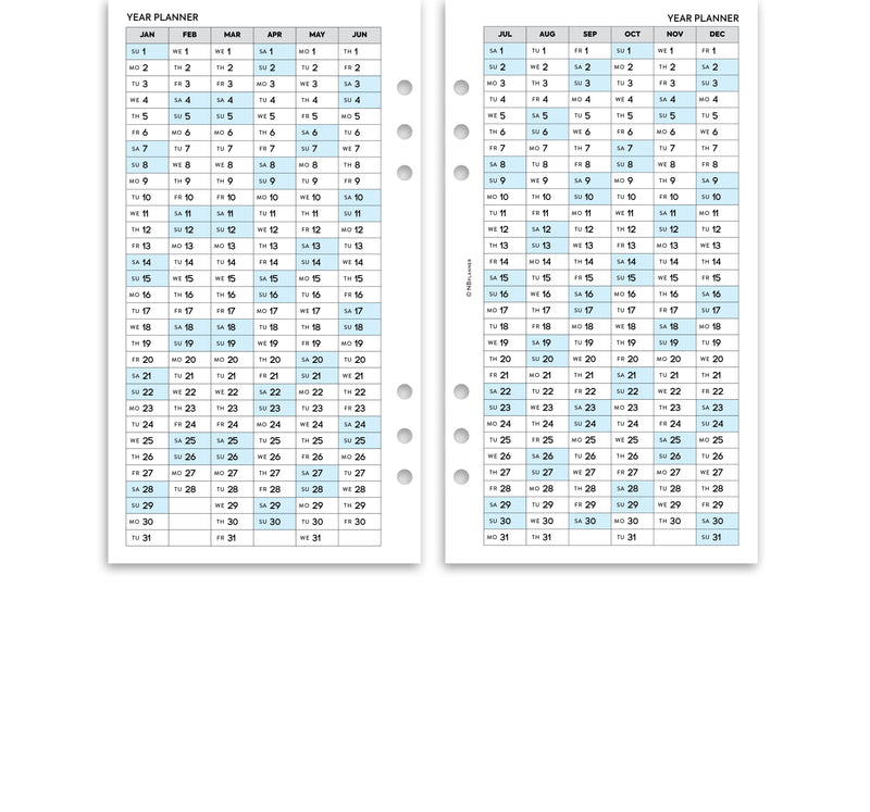 Personal size Week on two pages appointment diary column format | Monthly/Weekly | Classic collection
