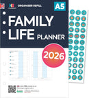 2026 Family life planner Filofax A5 compatible refill insert