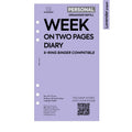 Personal size Week on two pages diary organiser refill | Coloured paper